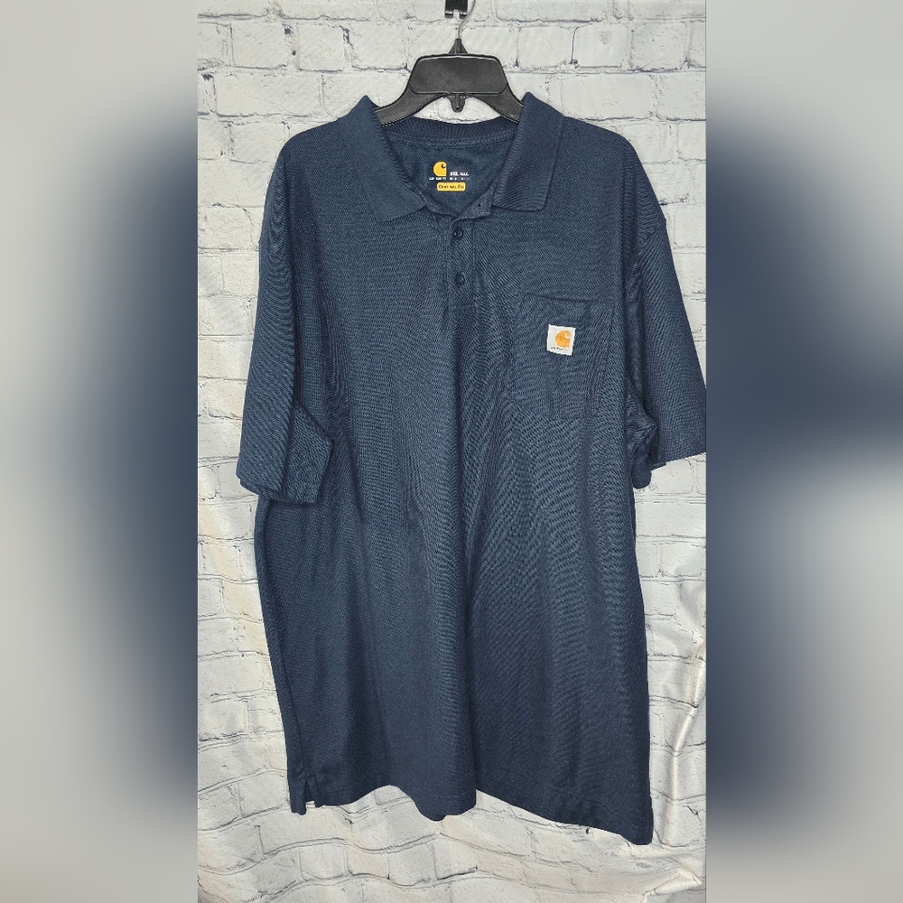 Carhartt Men's Dark Blue‎ Pocket Polo Shirt Size 2XLT